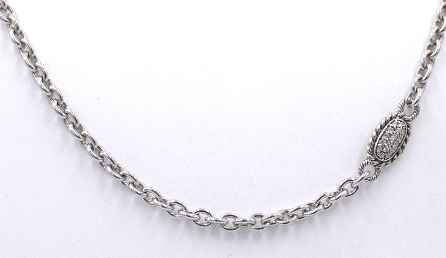 925 Sterling silver Judith Ripka Cubic Zirconia link necklace