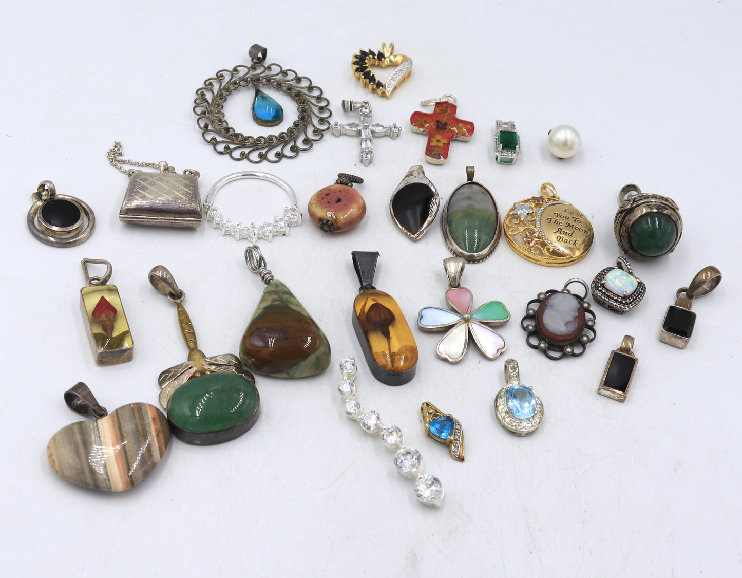 Group lot of Vintage 925 sterling silver Pendants