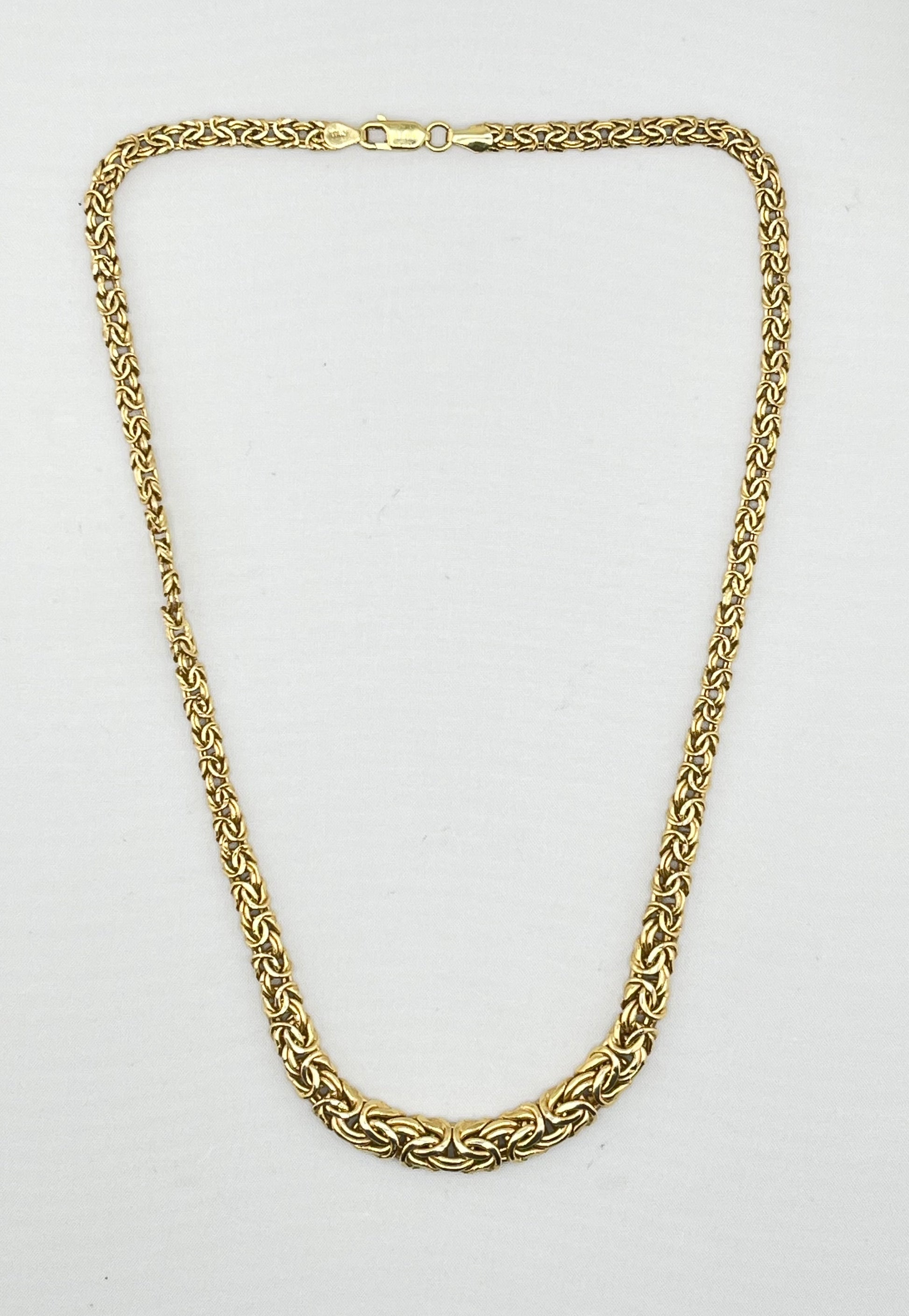 Italian 14KT Yellow Gold Gratuated 4MM to7MM Byzantine Necklace