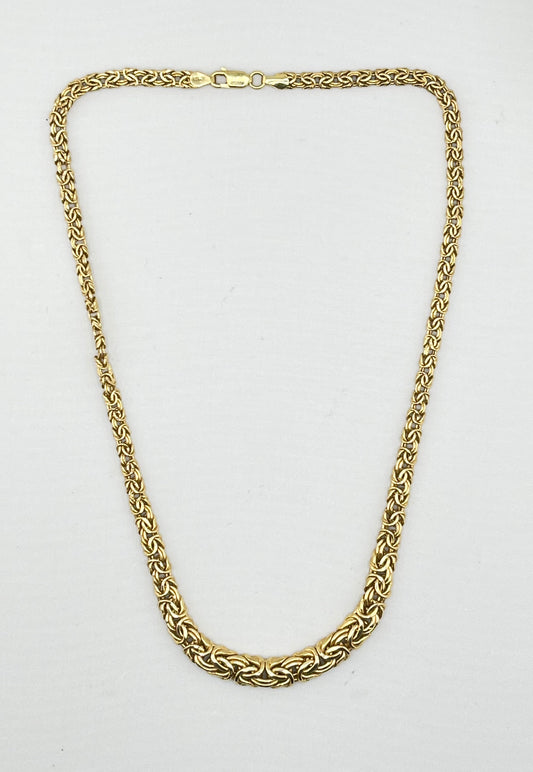 Italian 14KT Yellow Gold Gratuated 4MM to7MM Byzantine Necklace