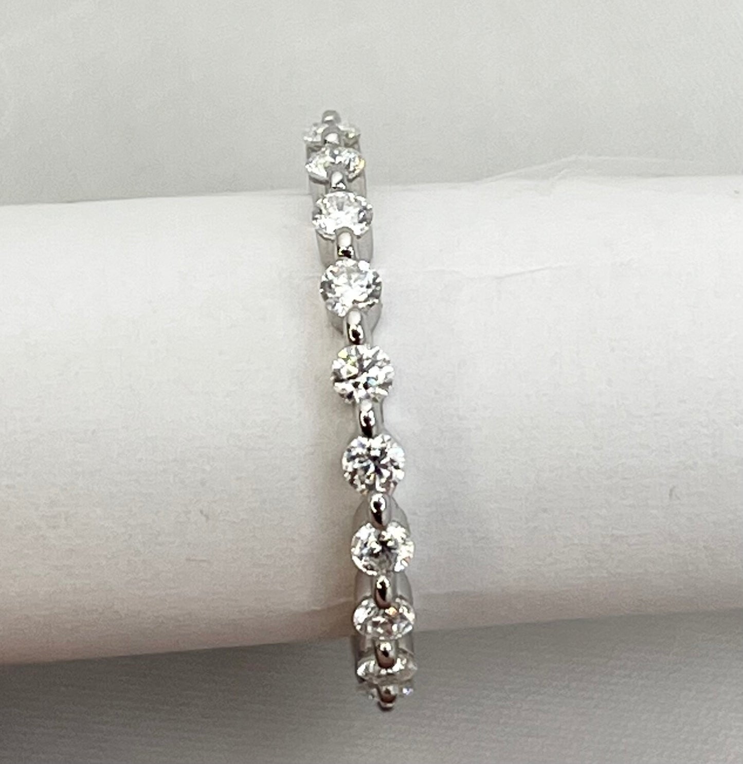 925 Sterling Silver Moissanite Single Prong Eternity Band