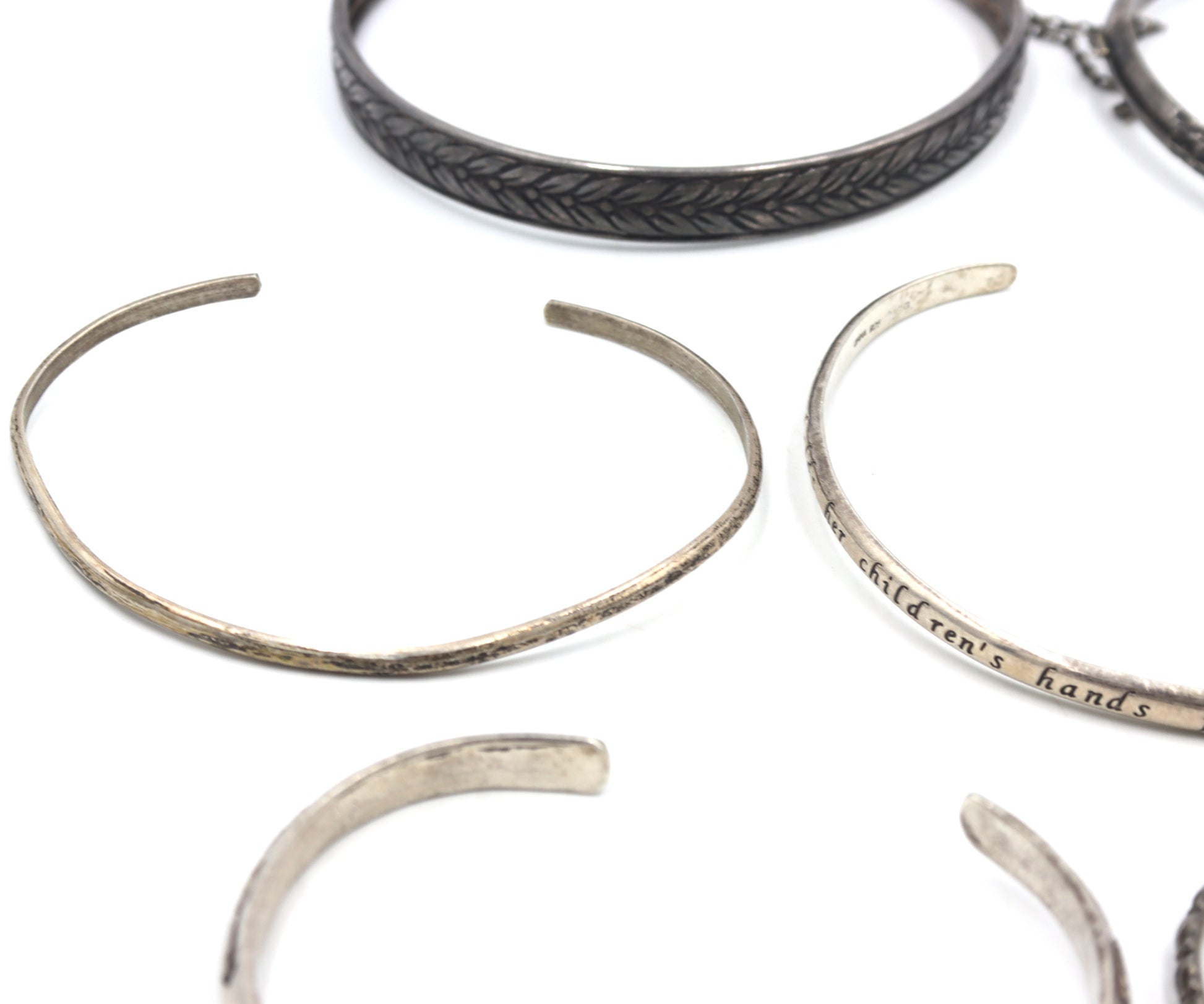Group lot of Vintage 925 sterling silver cuff bangles