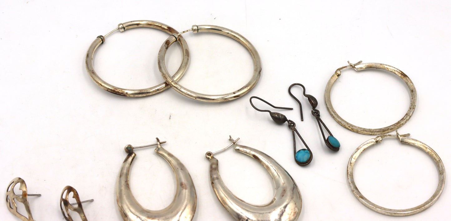 Group lot of Vintage 925 sterling silver earrings