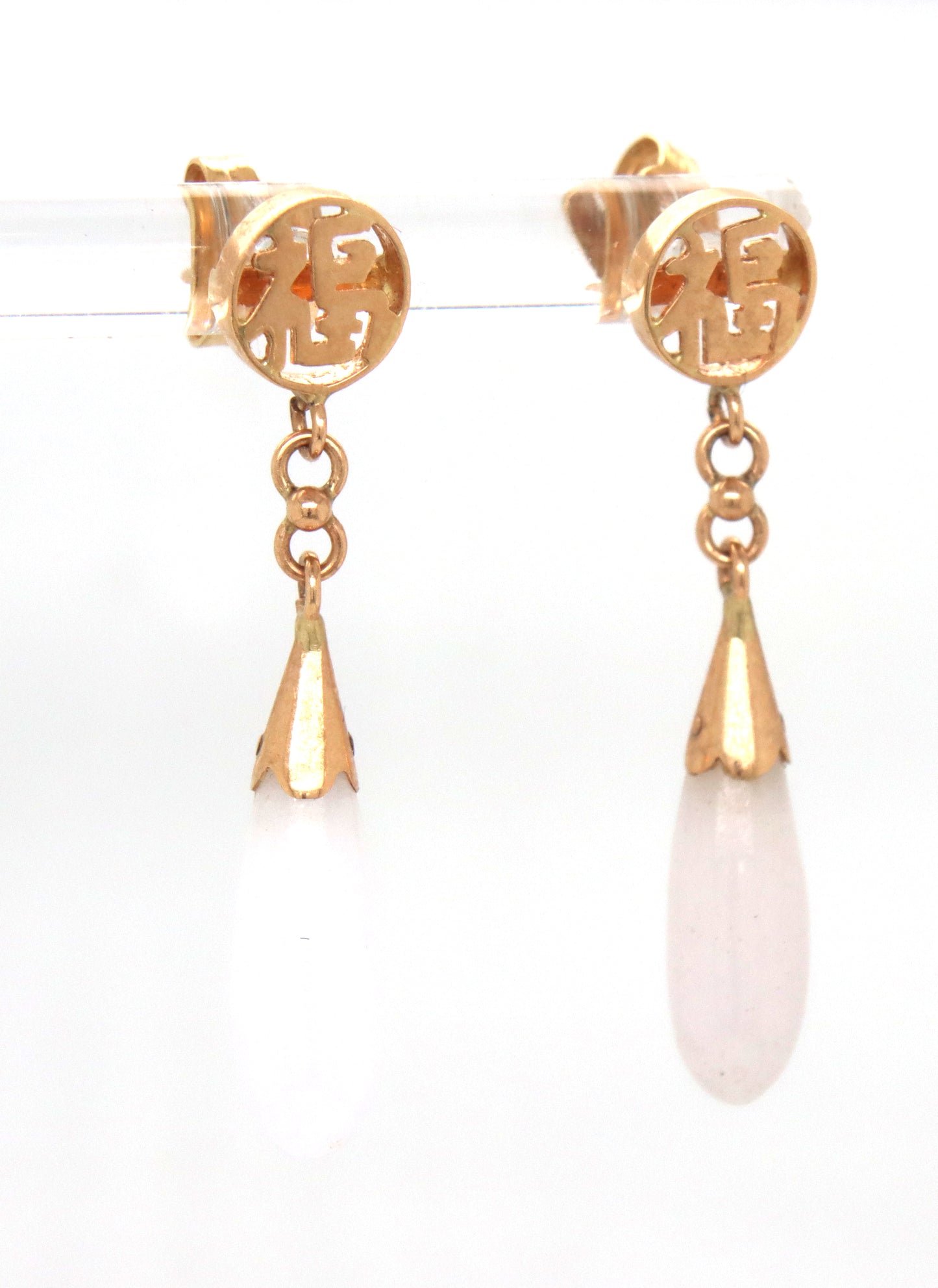 14kt Yellow gold Lavender Jade dangle earrings