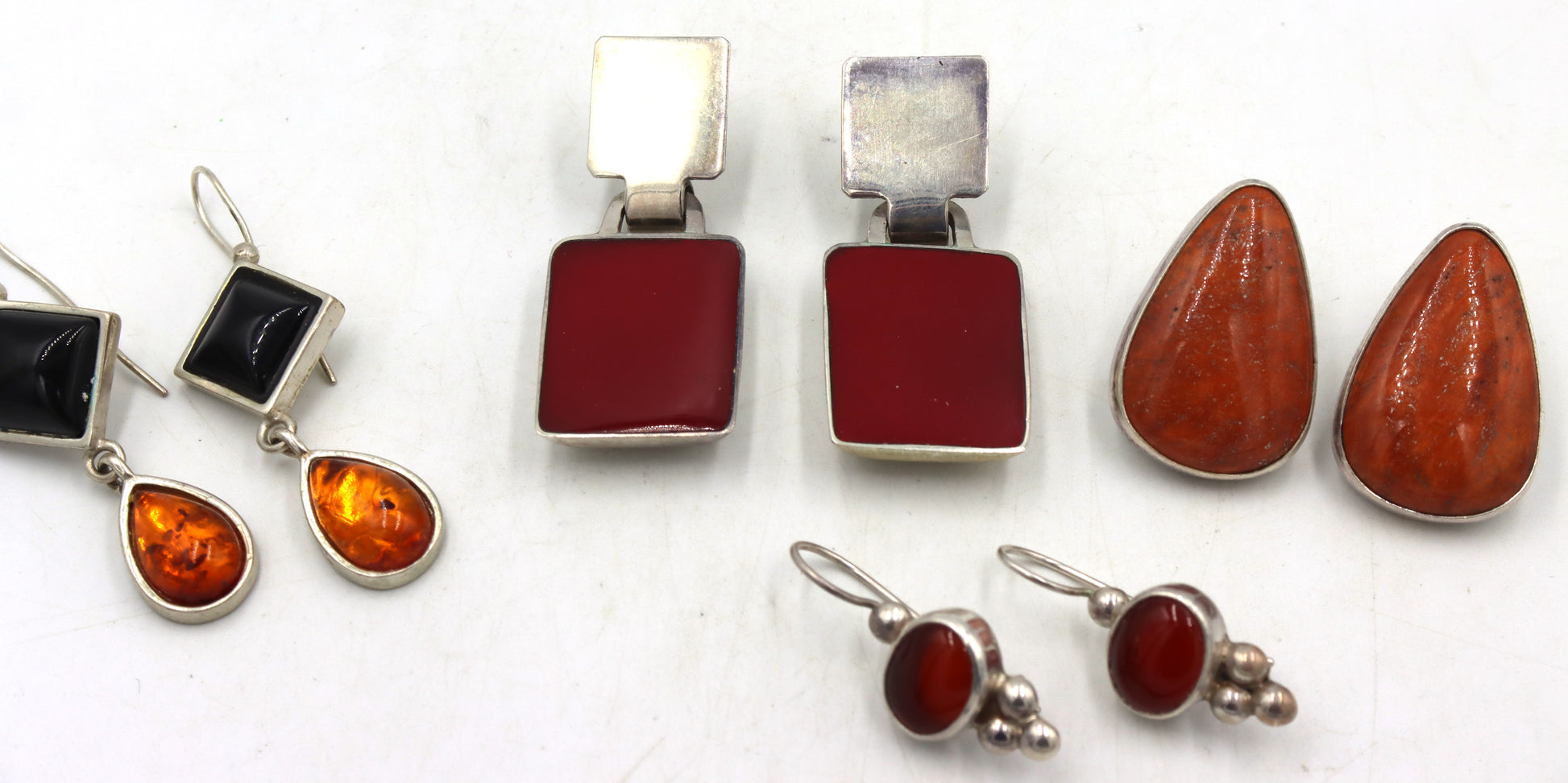 4 Pairs of 925 sterling silver gemstone earrings