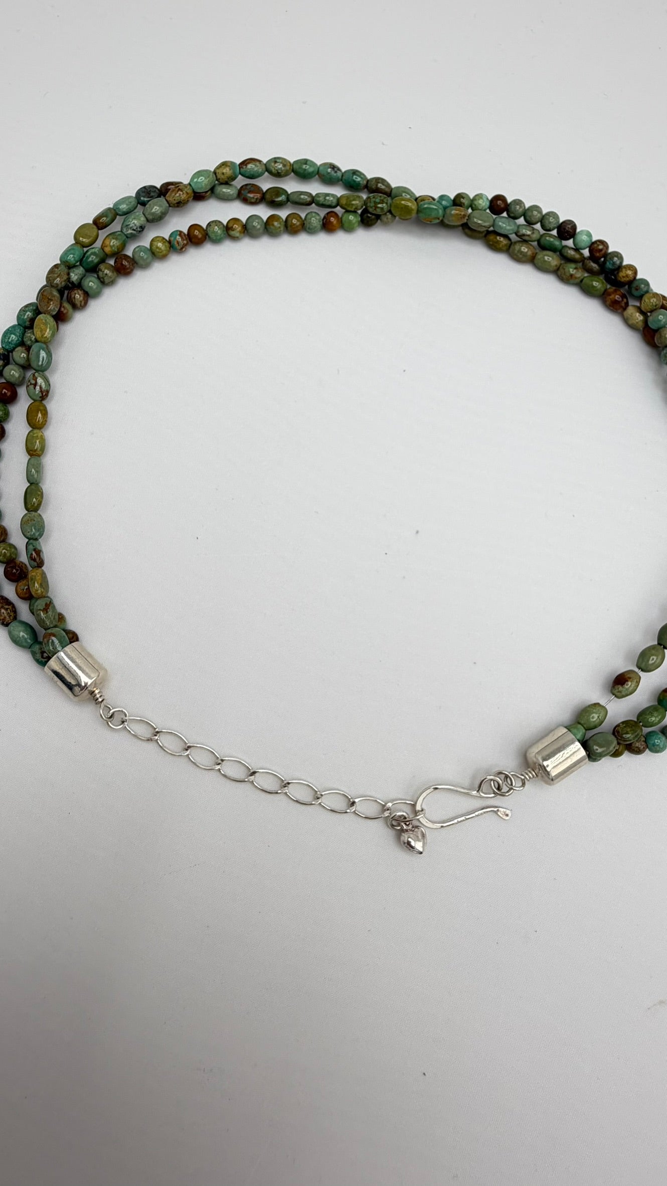 925 Sterling Silver Jay King DTR Unique Color Turquoise Beads and Large Enhancer Necklace