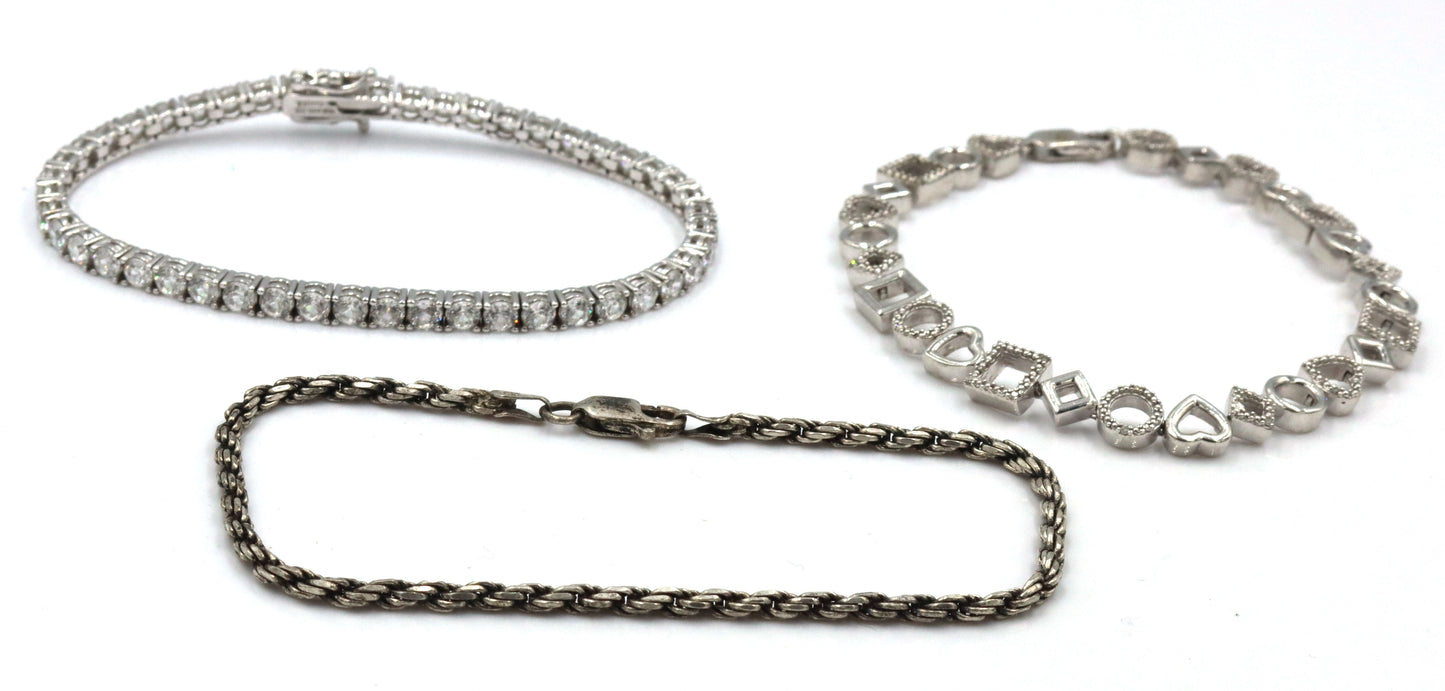 Vintage 925 sterling silver lot of 3 bracelets