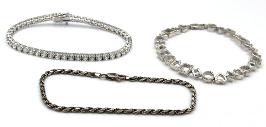 Vintage 925 sterling silver lot of 3 bracelets