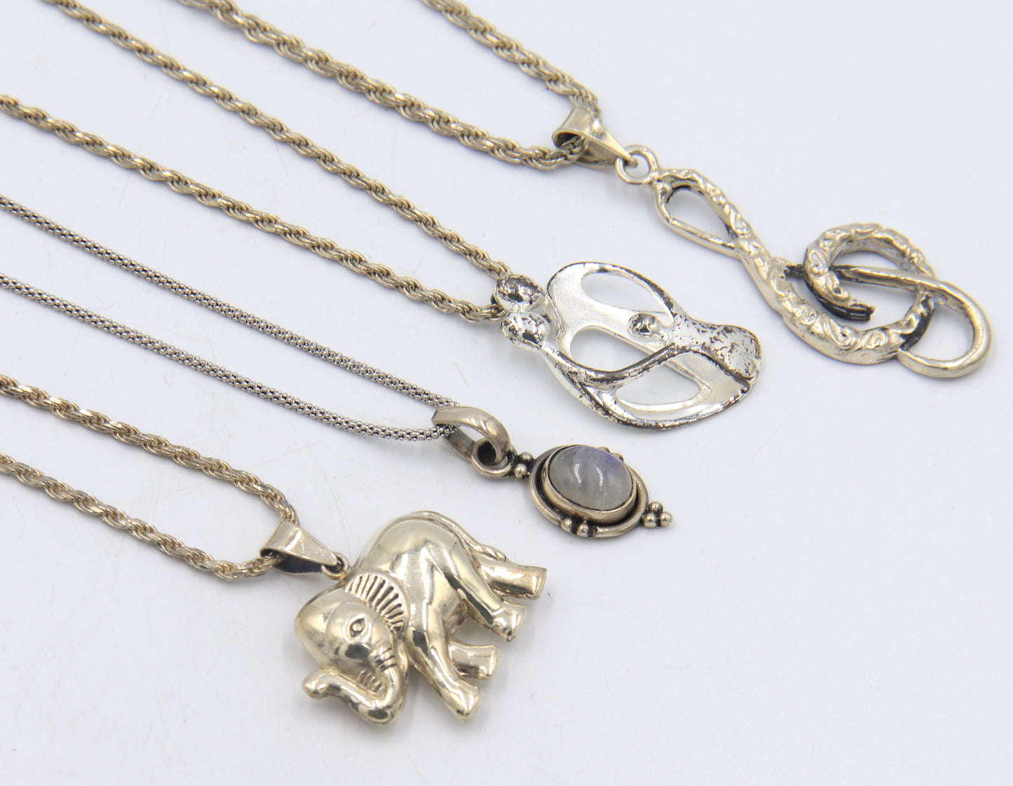 Group Lot of 4 Vintage 925 Sterling Silver Necklaces