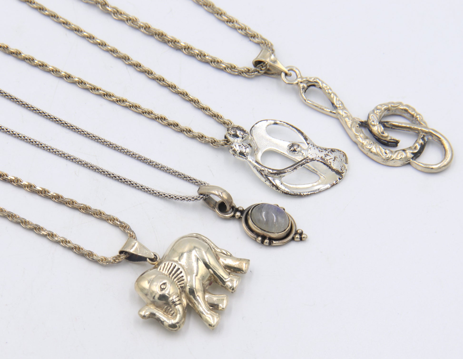 Group Lot of 4 Vintage 925 Sterling Silver Necklaces