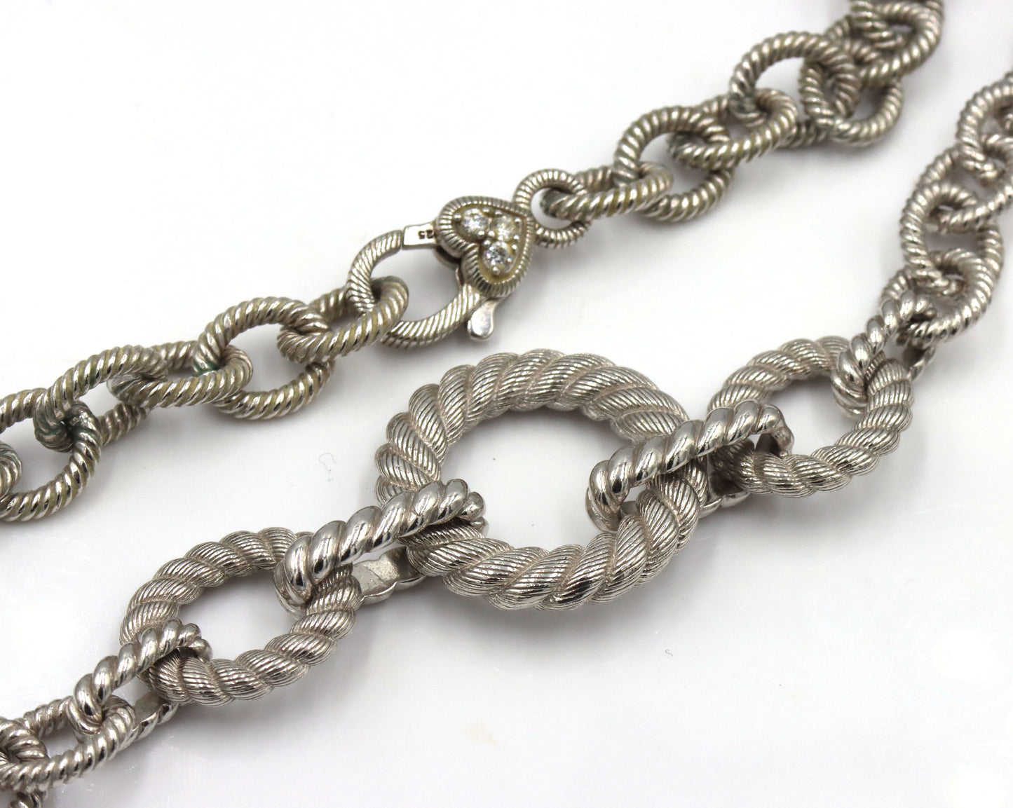 Judith Ripka 925 Sterling Silver Large Rolo Chain Link Necklace