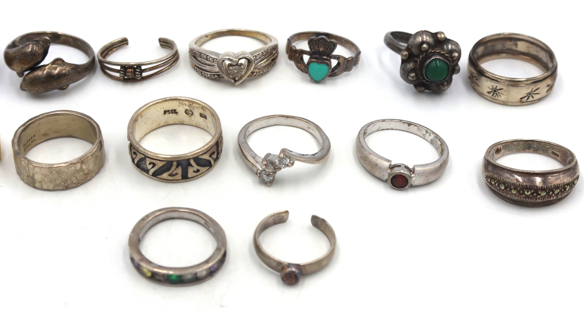 Vintage 925 sterling silver group lot of rings