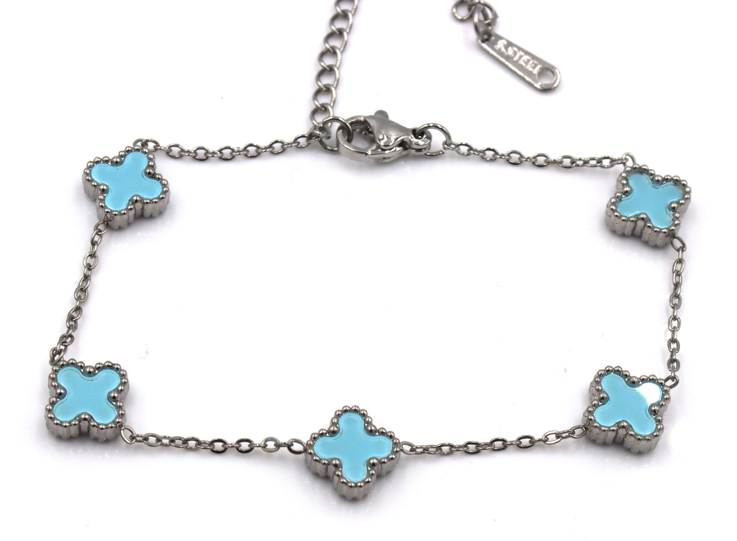Blue stone stainless steel adjustable bracelet