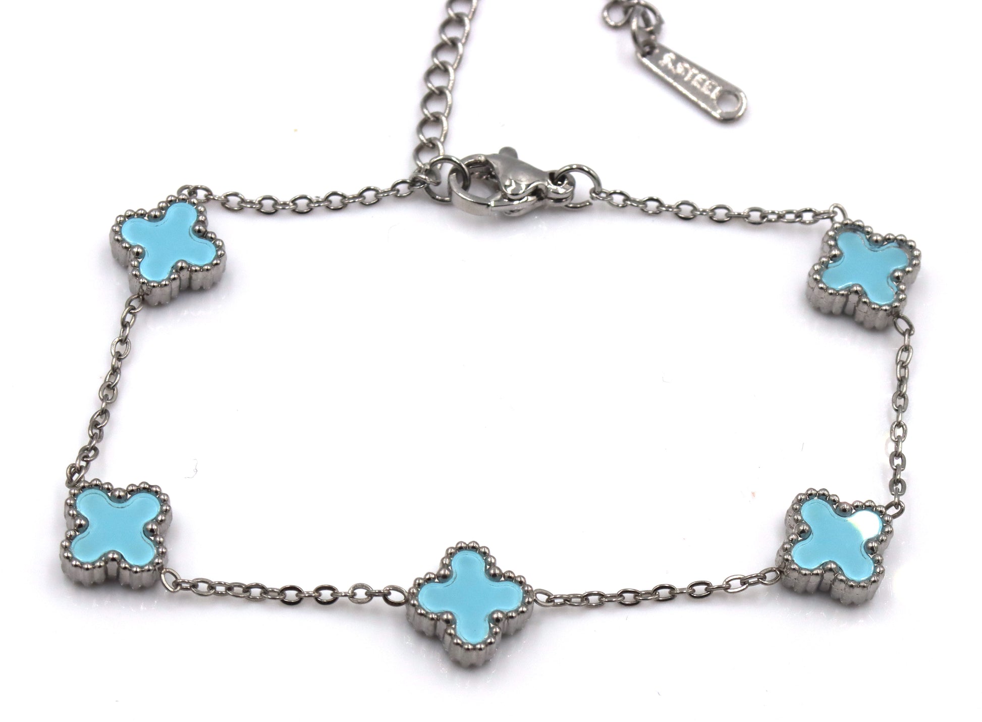 Blue stone stainless steel adjustable bracelet