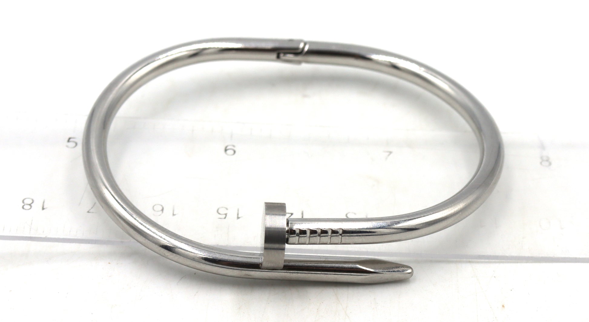 Stainless steel nail cuff bangle