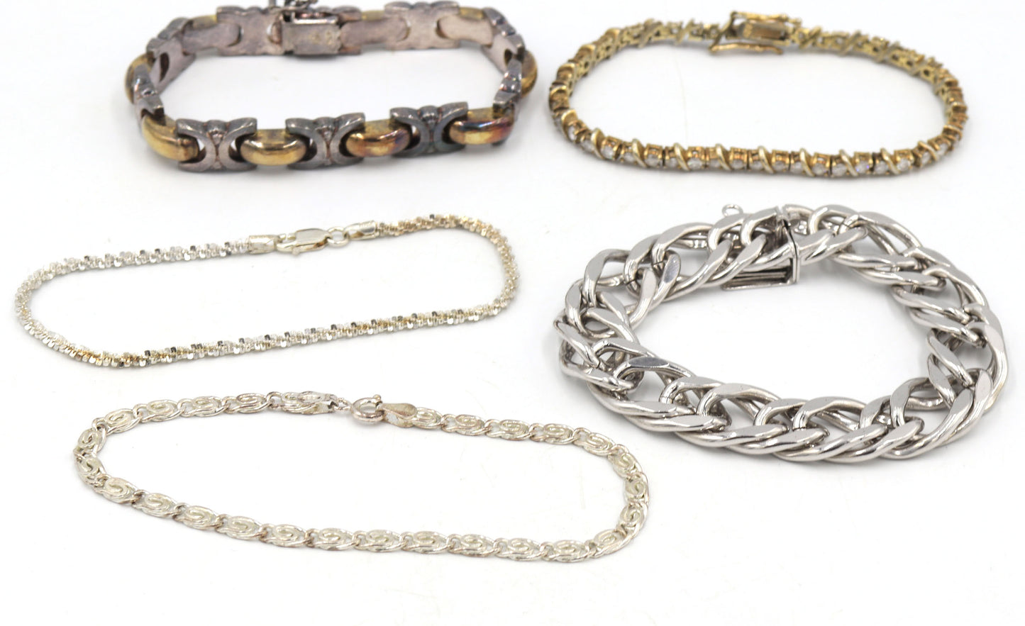 Group lot of 5 Vintage 925 sterling silver bracelets