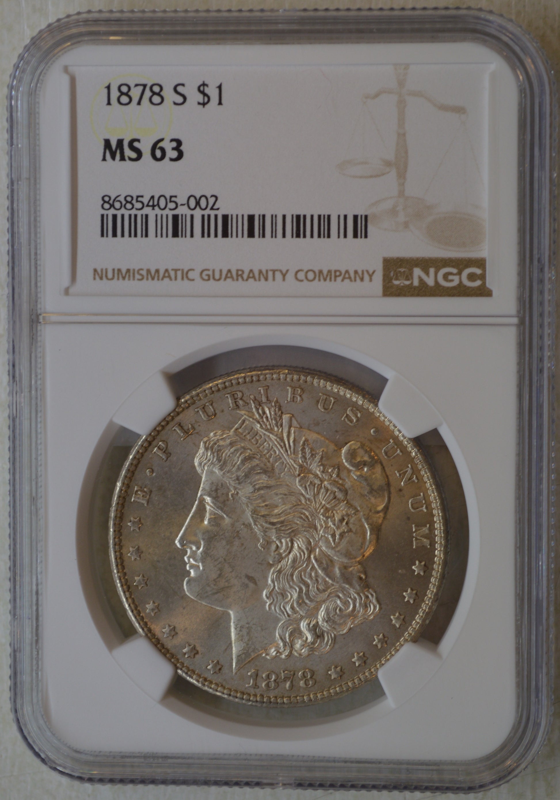 1878-S Morgan Silver Dollar NGC MS63 | Brilliant Uncirculated Certified Silver Coin