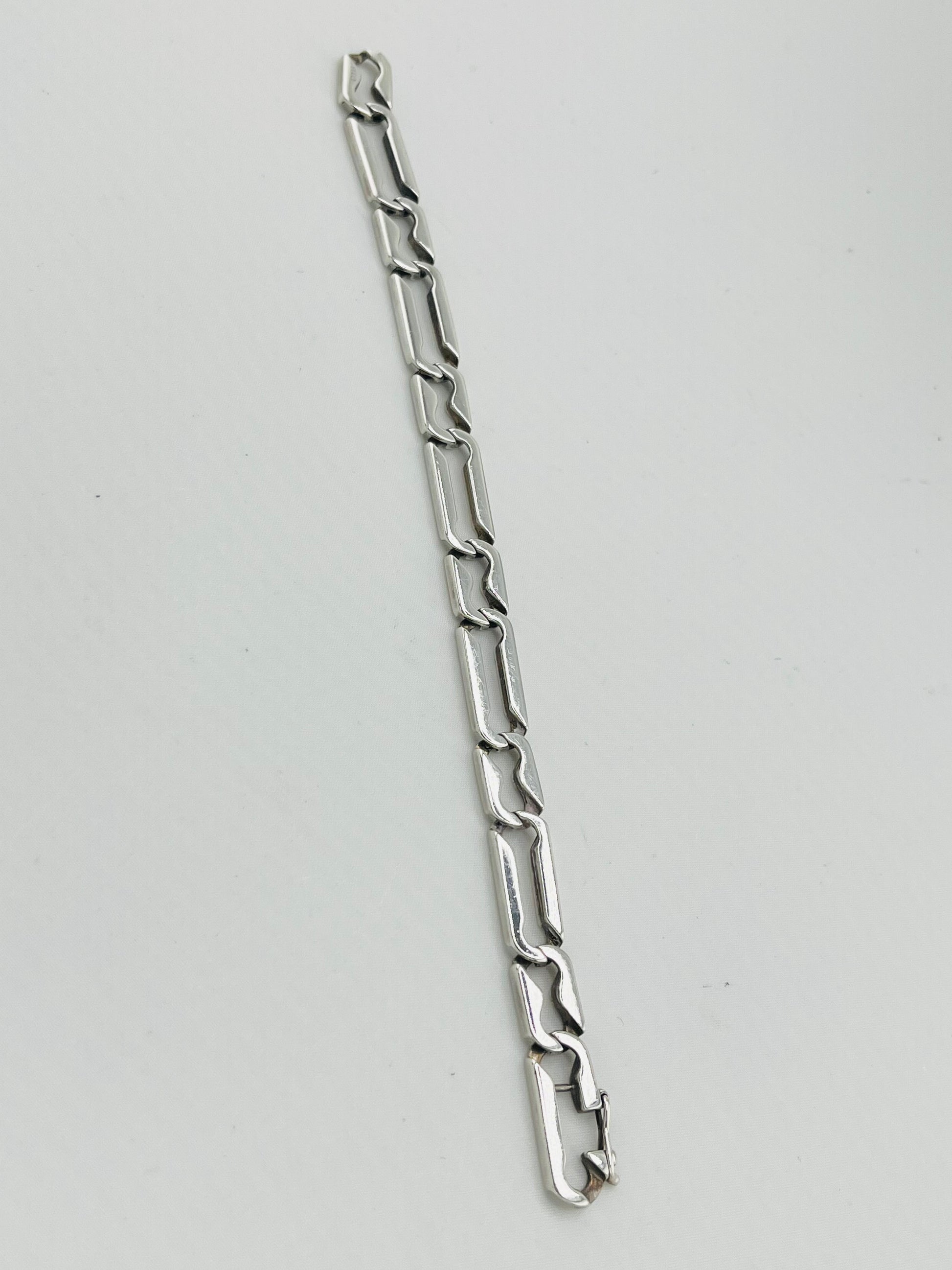 Italian 925 Sterling Silver Modernist Style Link Bracelet