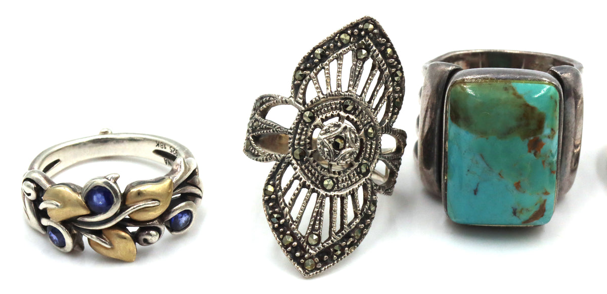 Group lot of Vintage 925 sterling silver rings