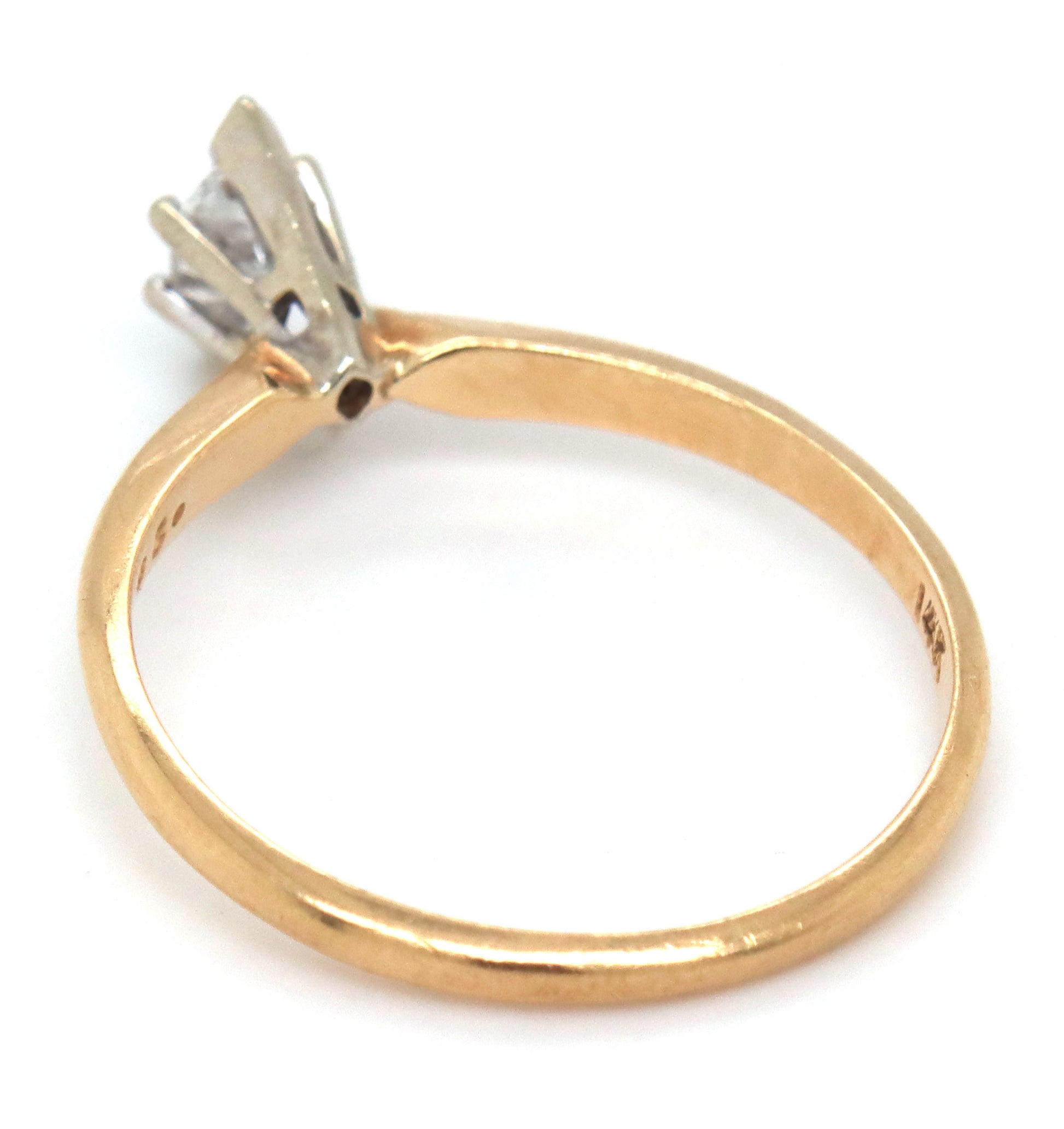 14kt Yellow gold marquise diamond engagement ring