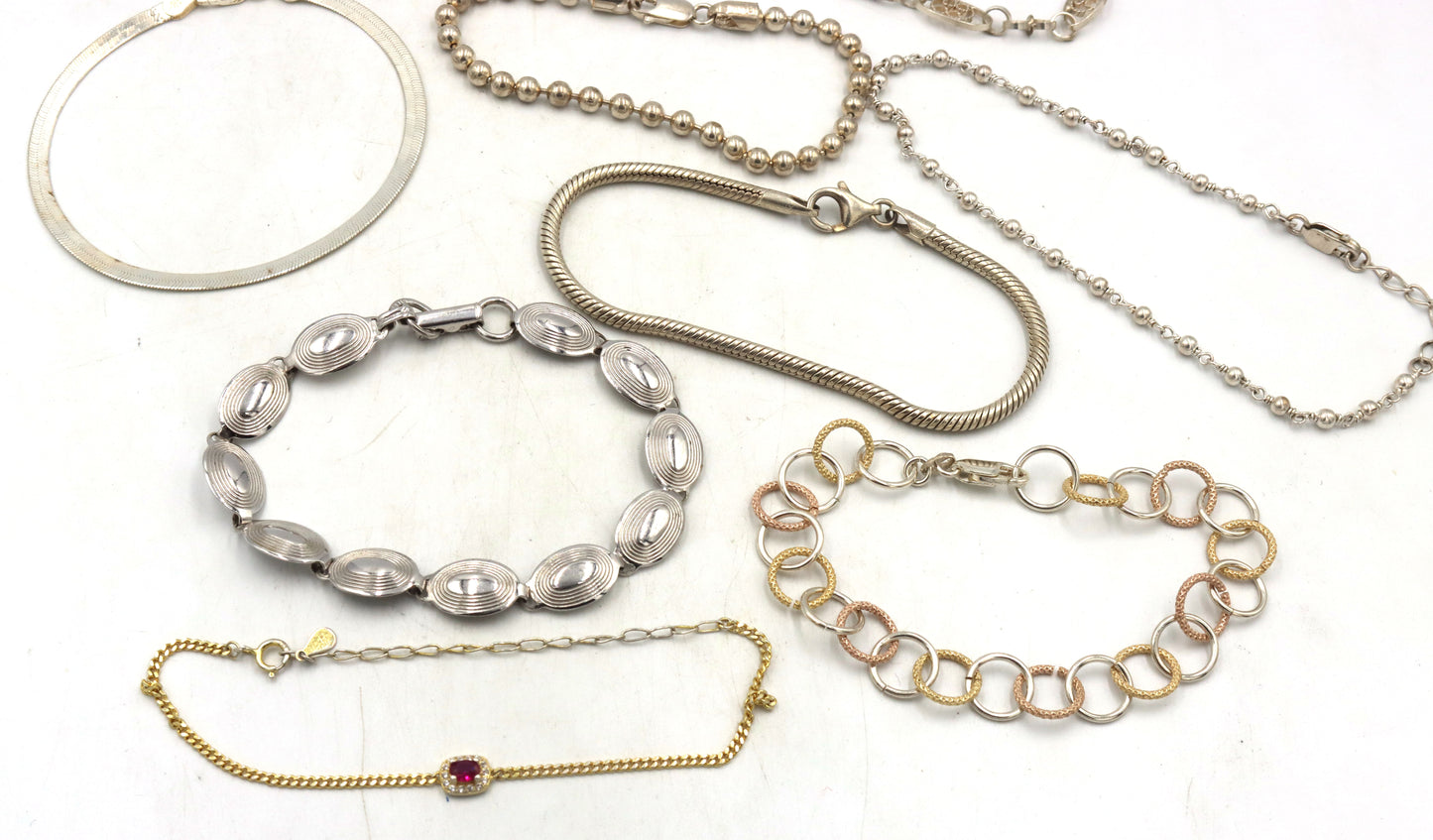 Group lot of vintage sterling silver 9 bracelets