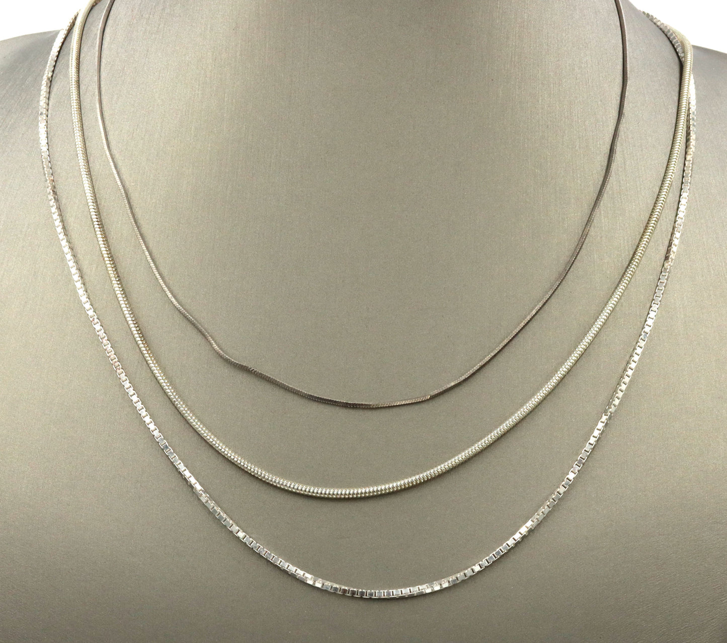 Group lot of 3 vintage 925 sterling silver chains