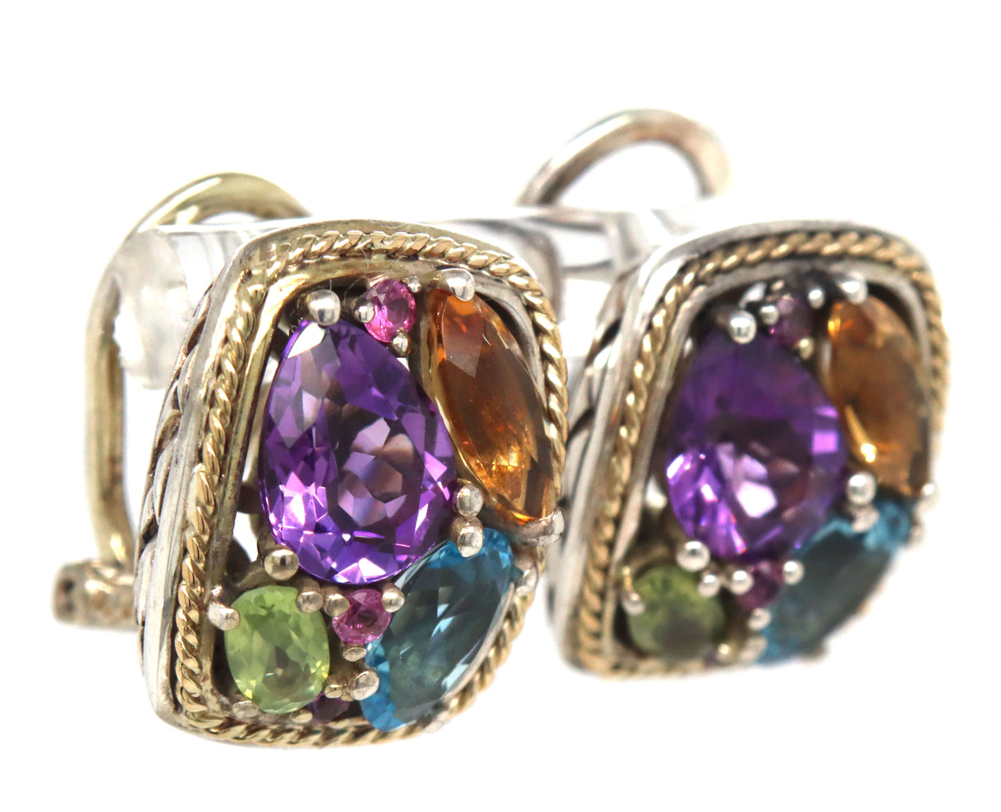 Effy multi color gemstone earrings in sterling silver