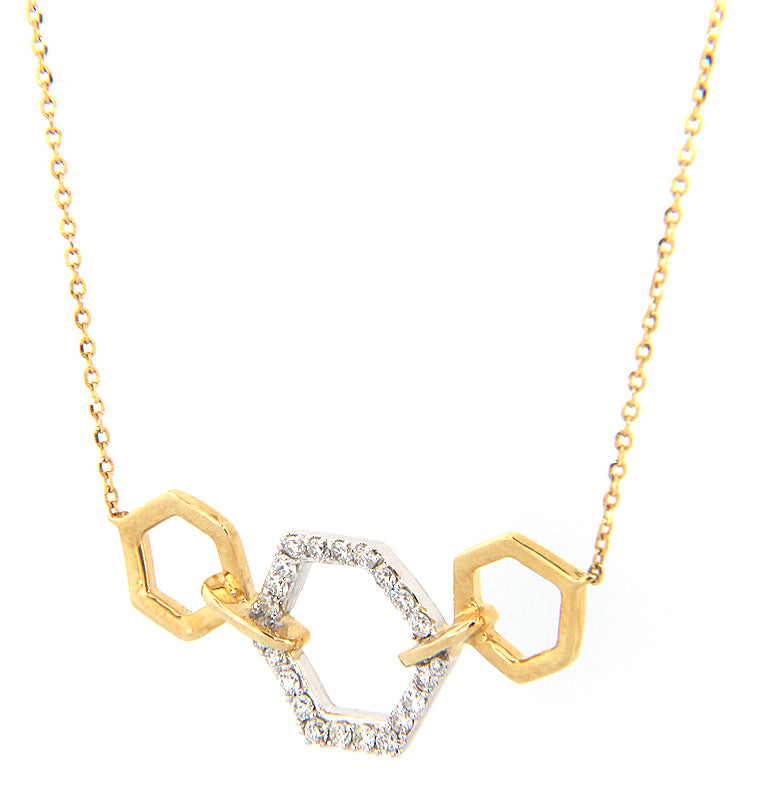 New 0.28ctw Diamond Open Triple Hexagonal Pendant Necklace in 14K