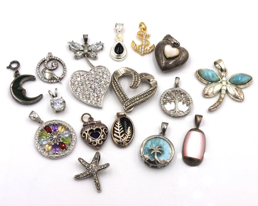 Vintage 925 sterling silver group lot of pendants