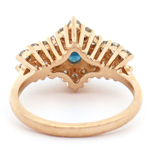 1.10ct Oval Sapphire and 0.45ctw Diamond Frame Ring in 14K