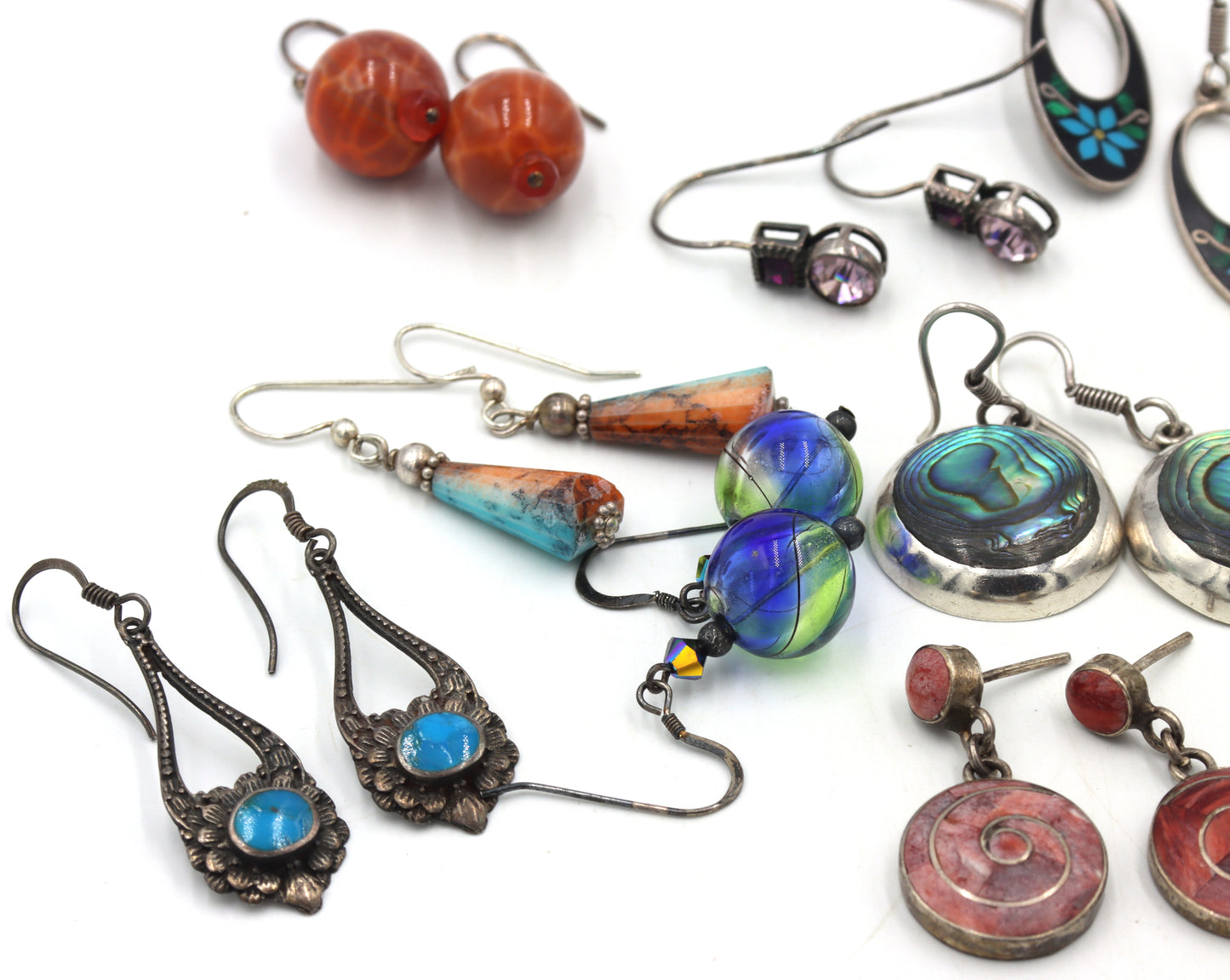 Vintage 925 sterling silver group lot of earrings