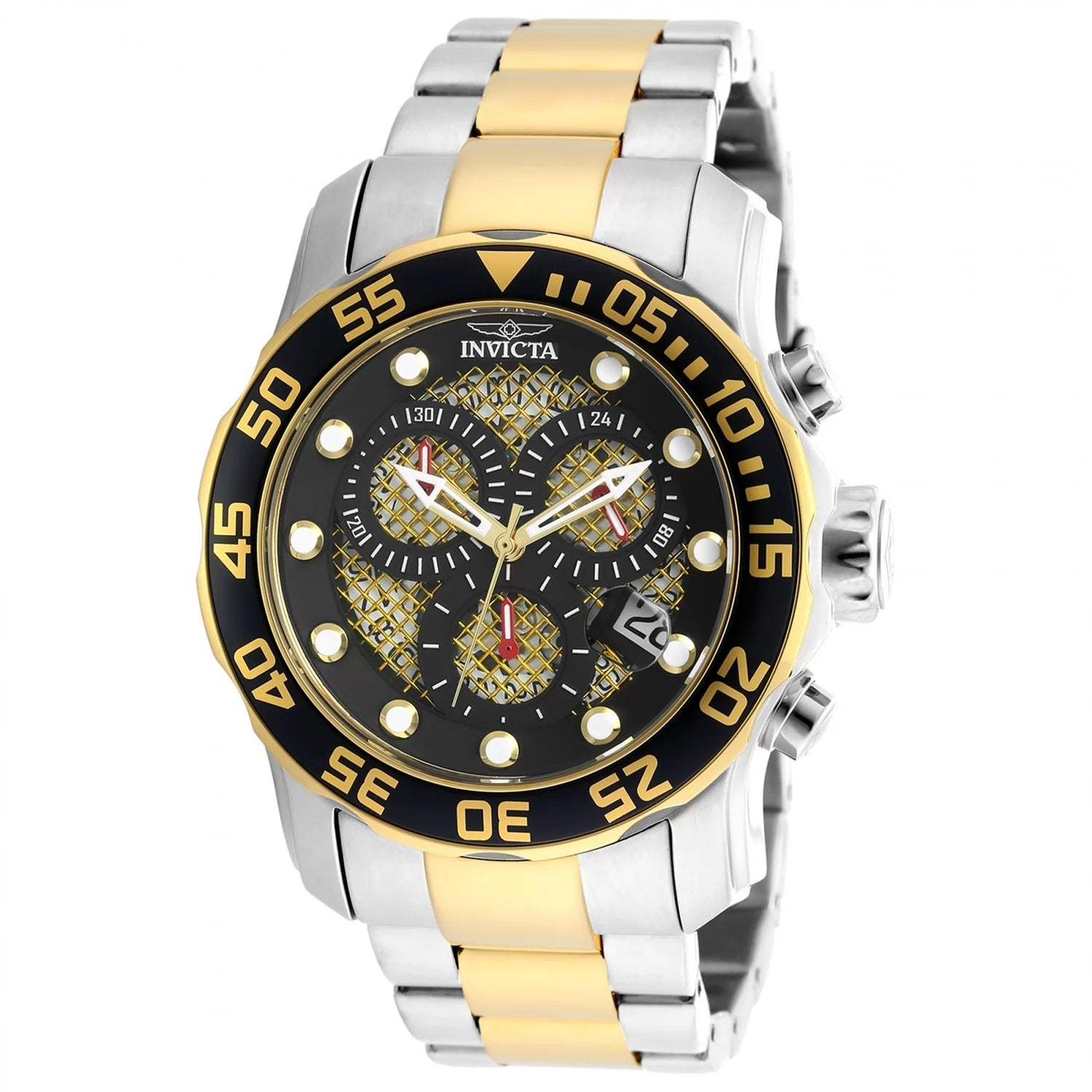 Invicta Men's Pro Diver Quartz 3 Hand Black, Gold Dial Watch
