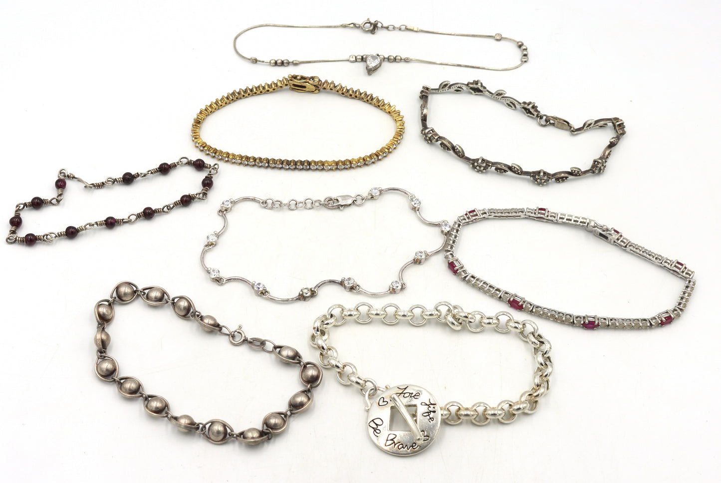 Group lot of 8 Vintage 925 sterling silver bracelets