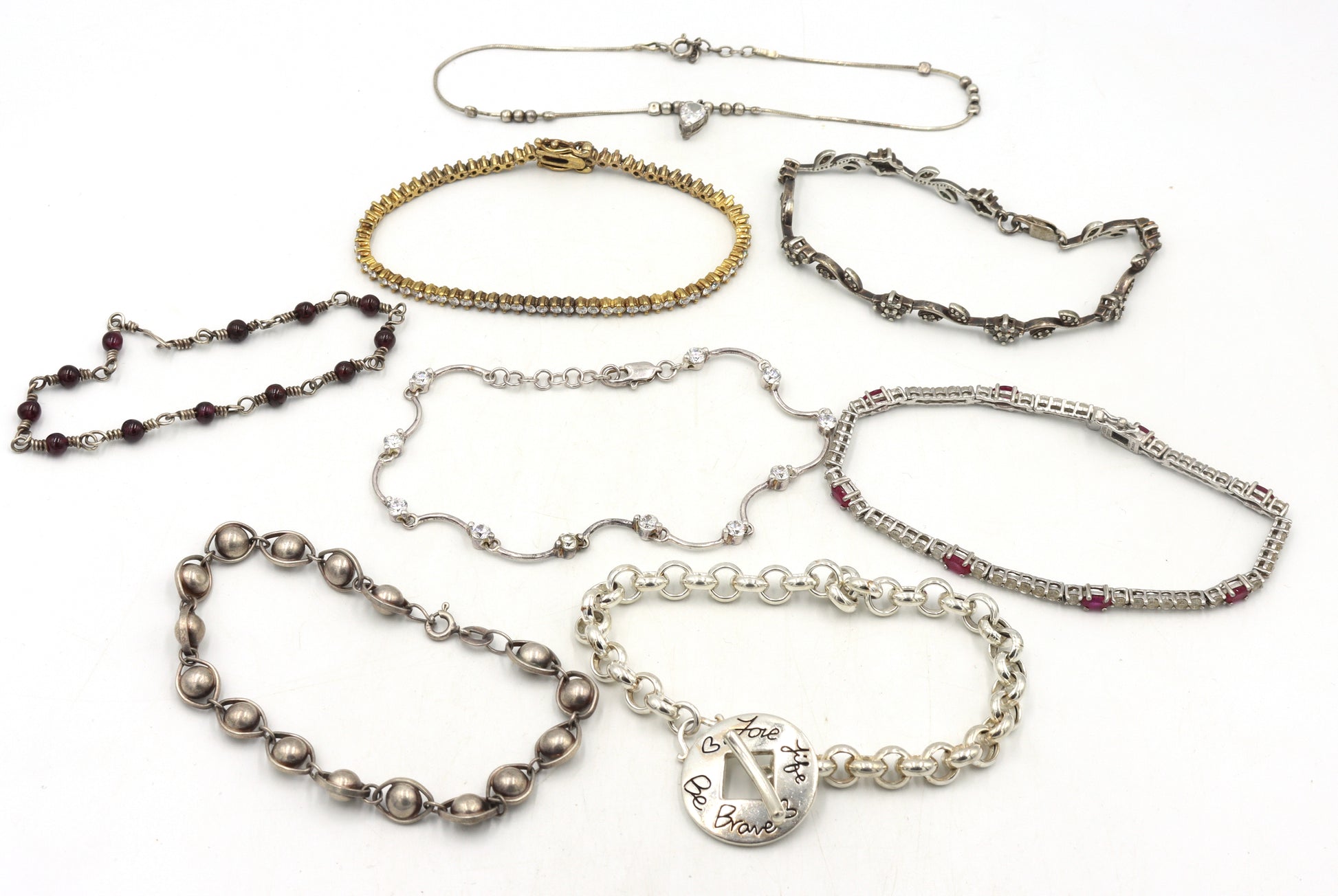 Group lot of 8 Vintage 925 sterling silver bracelets