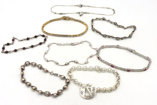 Group lot of 8 Vintage 925 sterling silver bracelets