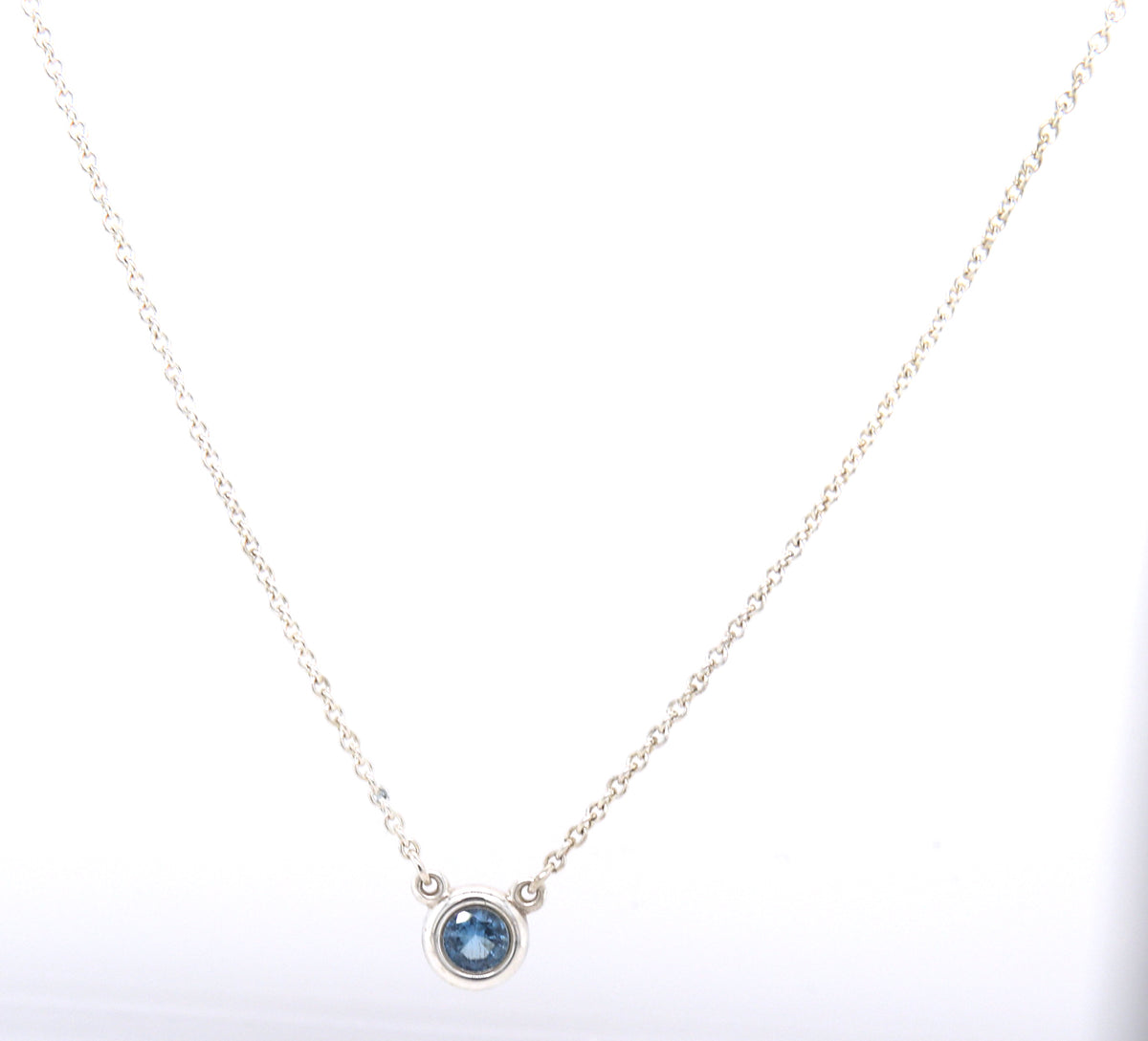 Tiffany & Co Elsa Peretti Aquamarine pendant on chain necklace