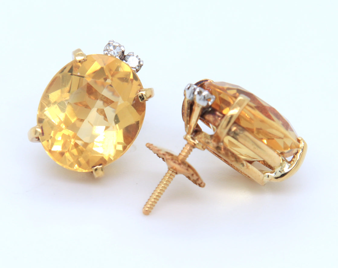 Romantic 18kt Citrine and Diamond Earrings