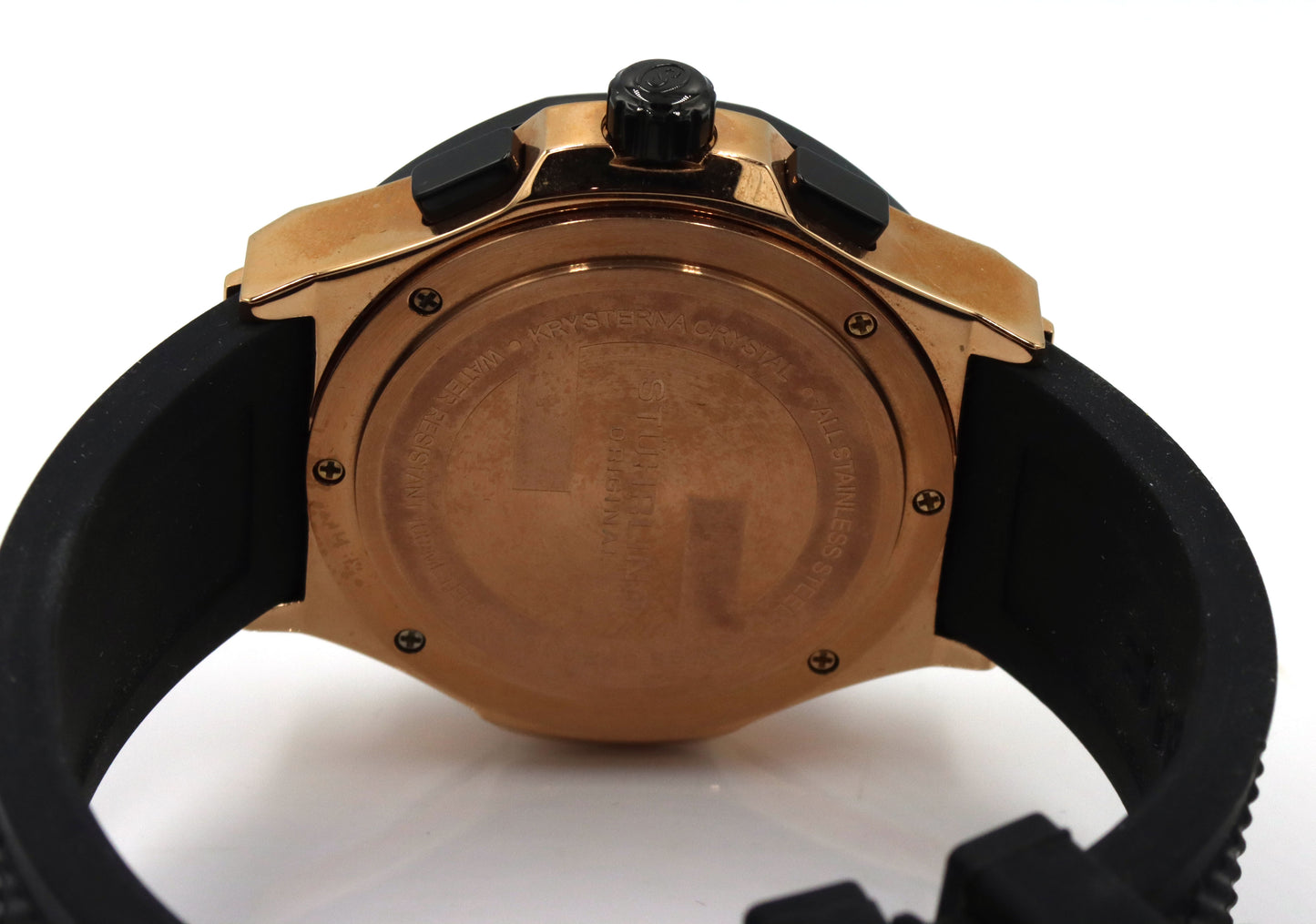 Stuhrling chronograph sports watch black and copper dial
