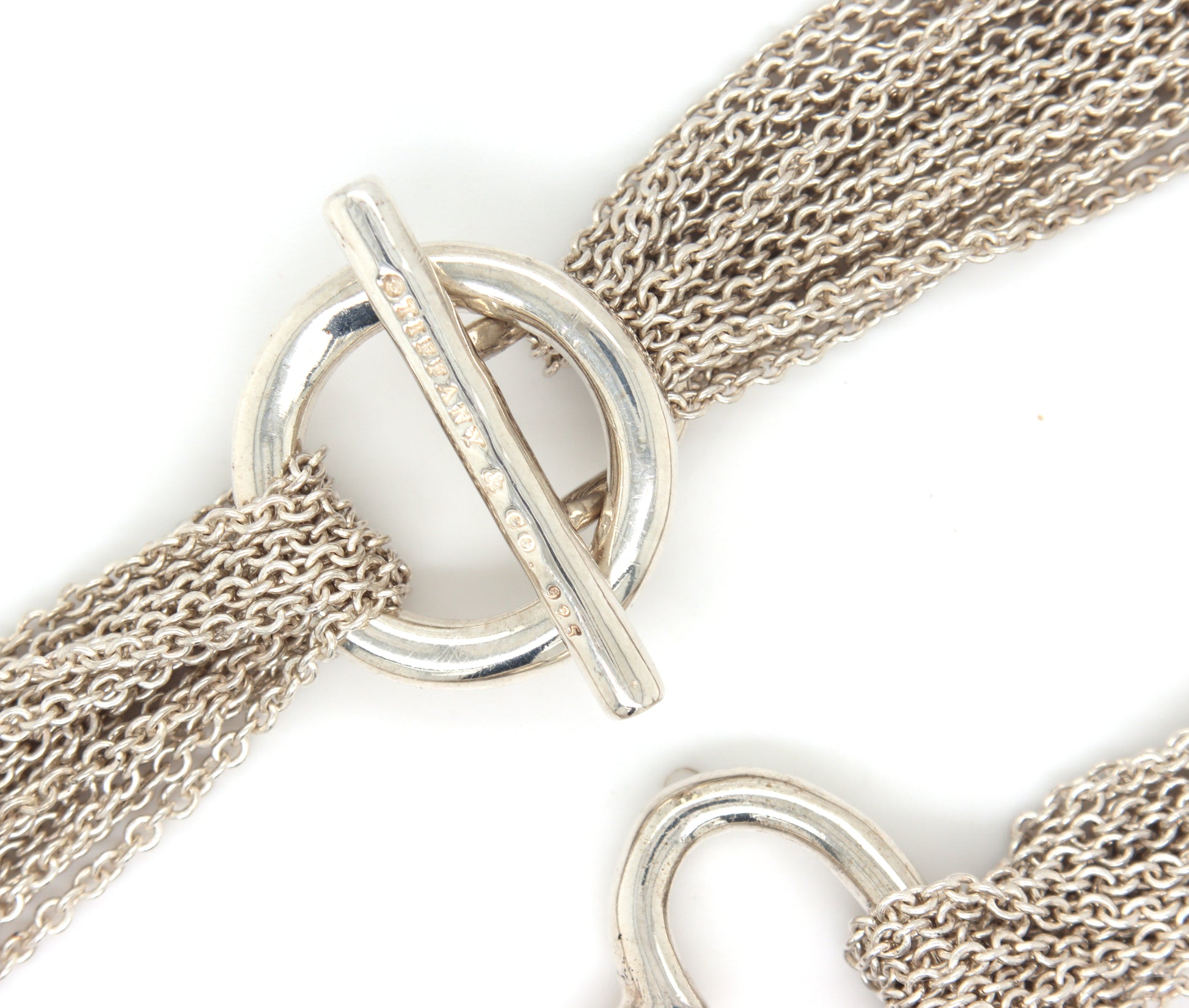 Tiffany & Co multi strand mesh open heart pendant necklace