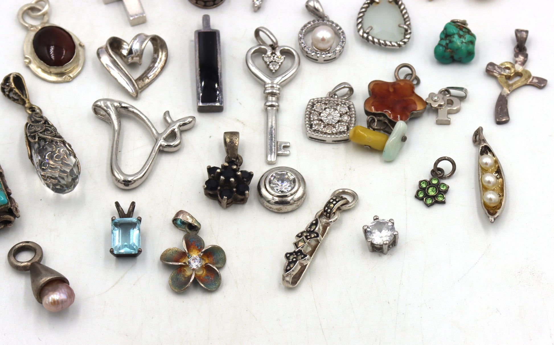 Group lot of vintage 925 sterling silver pendants