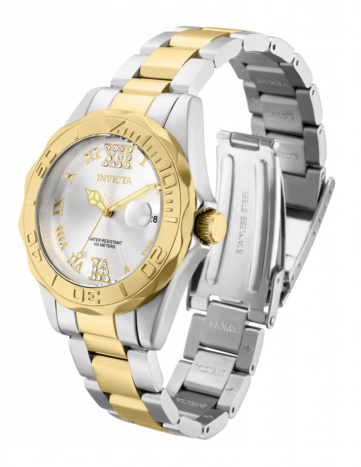 Invicta Women's Pro Diver Quartz 3 Hand Silver Dial Watch