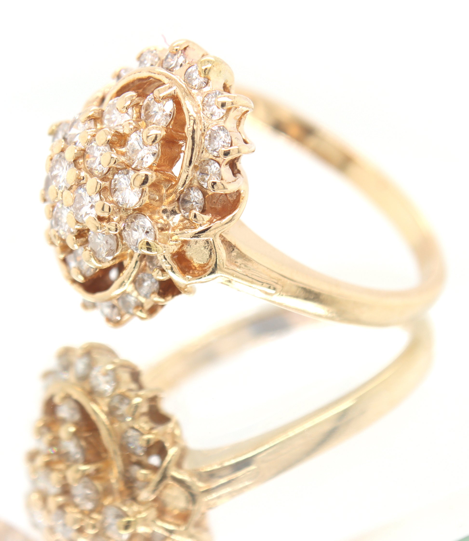 14kt Yellow Gold approximate 0.60ctw Diamond Cluster Ring