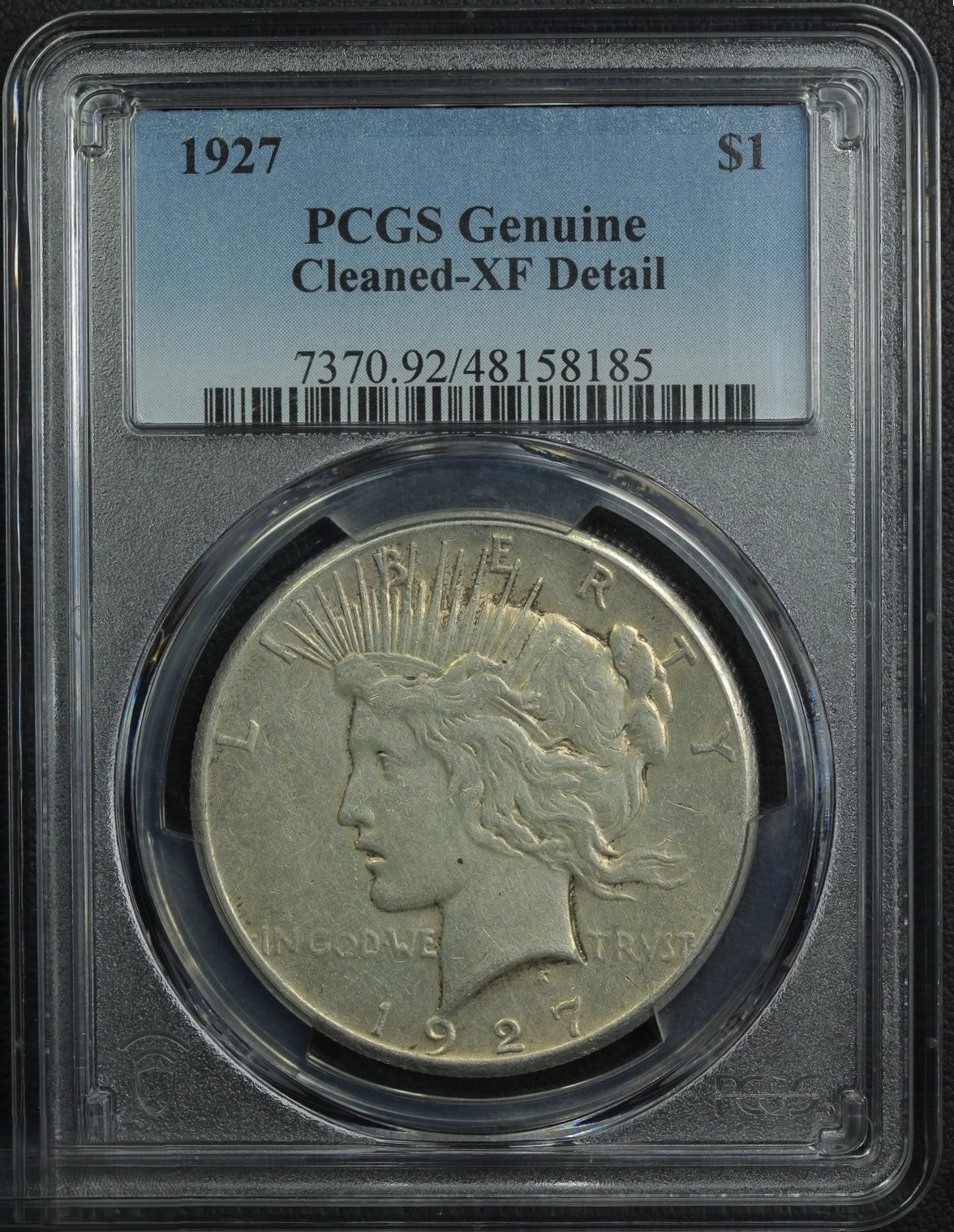 1927 Peace Silver Dollar PCGS Genuine Cleaned XF Detail