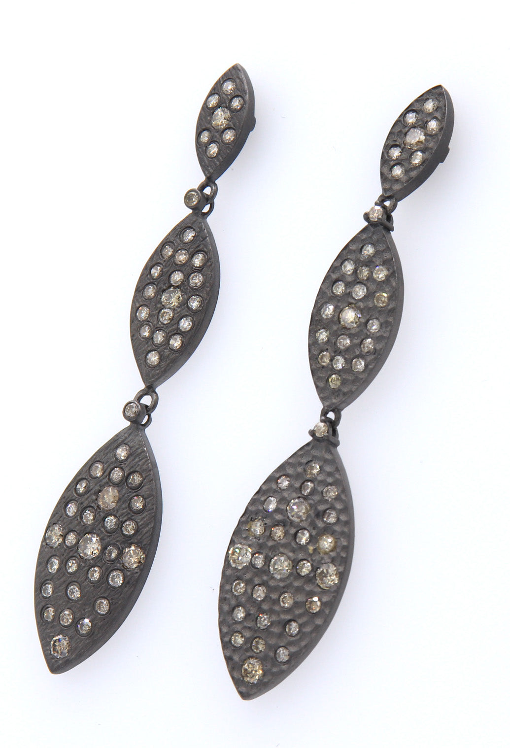 Gorgeous Oxidized Sterling Silver Earrings with Diamonds