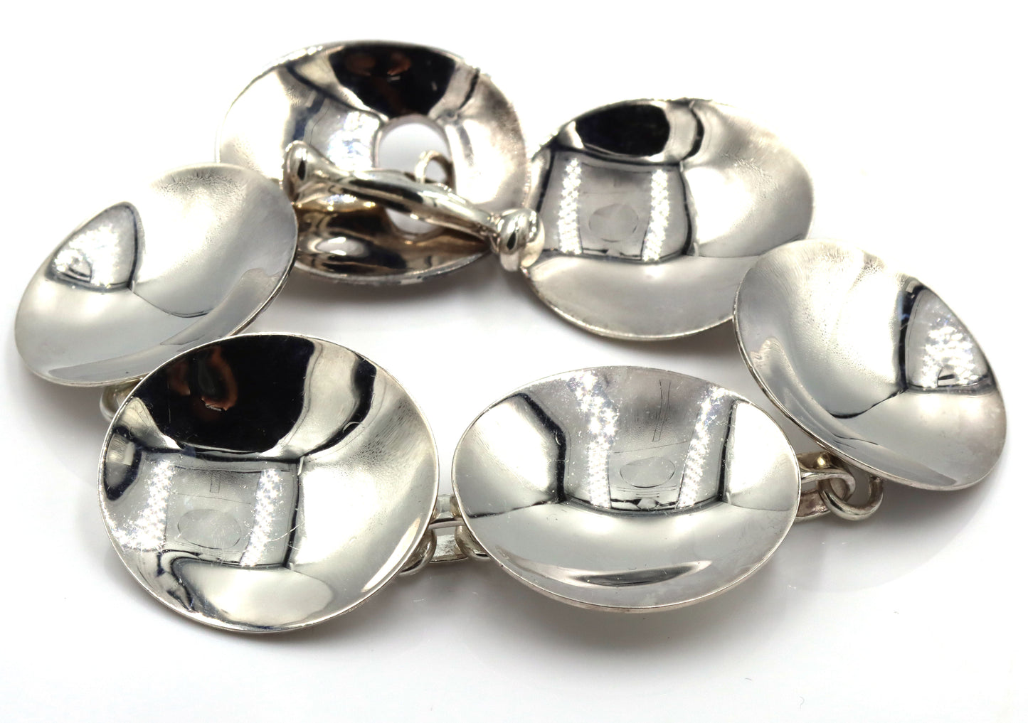 Vintage 925 Sterling Silver Robert Lee Morris Circle Toggle Bracelet