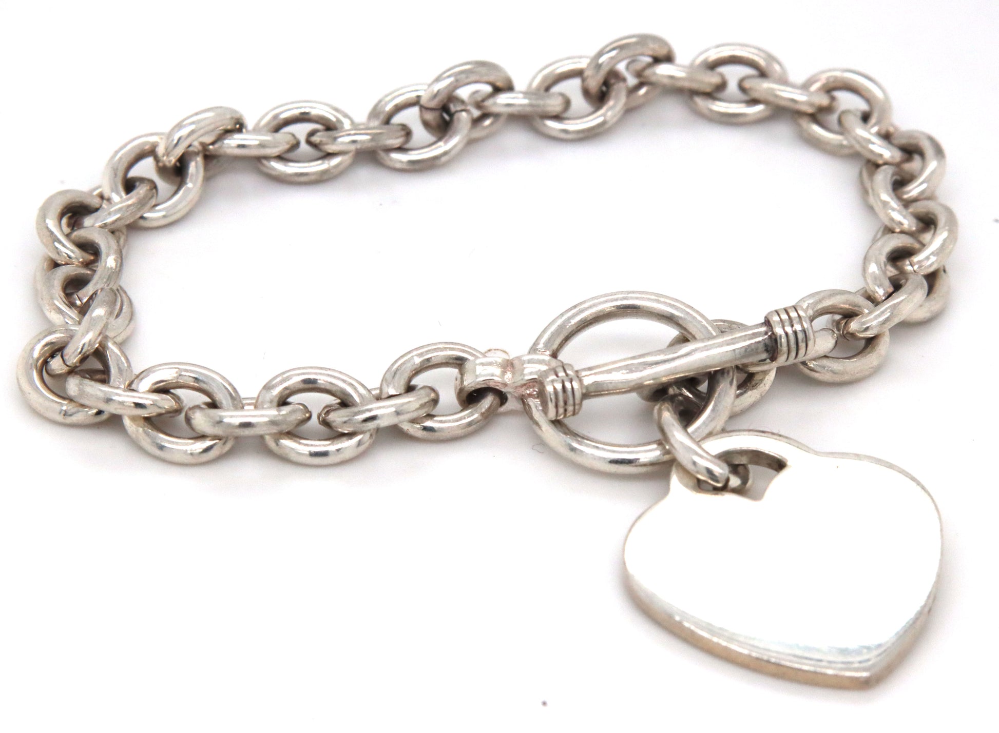 925 Sterling silver bracelet with heart shaped charm