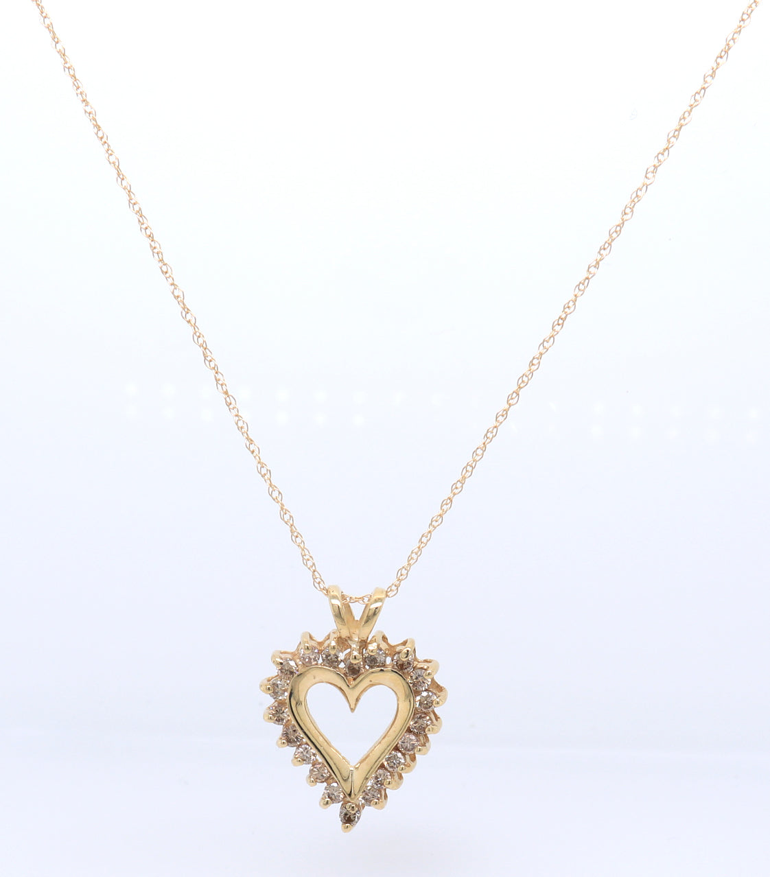 Fancy Yellow Gold Diamond Heart Pendant on Chain