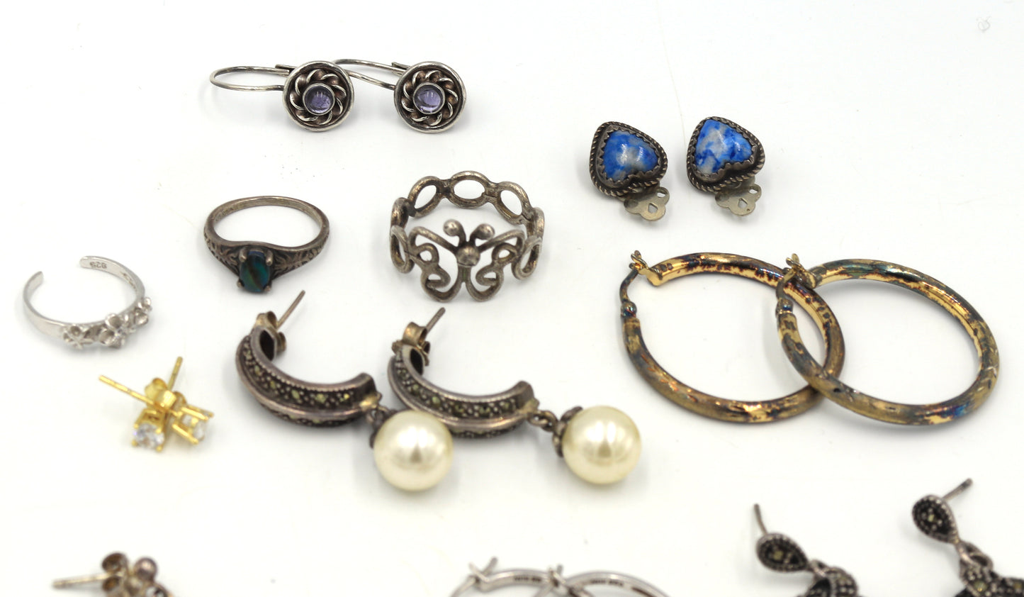 Group lot of Vintage 925 sterling silver earrings and rings