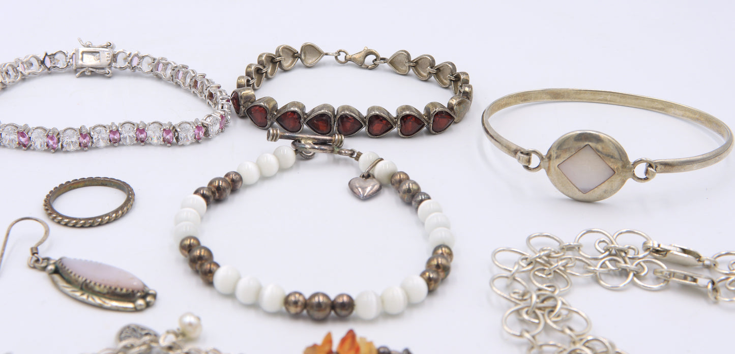 Lot of Vintage 925 Sterling Silver Gemstone Bracelets