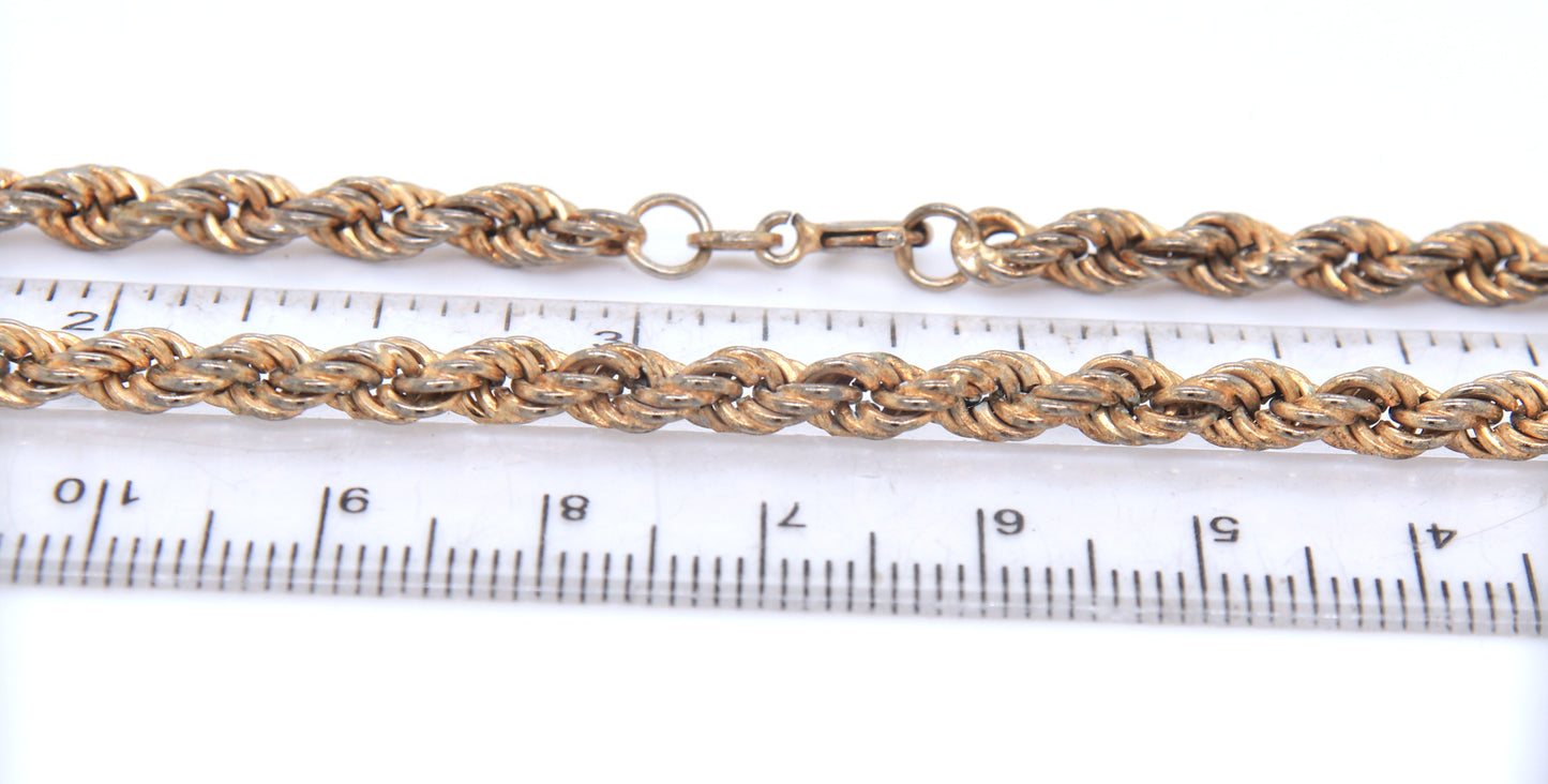 Italian vintage 925 sterling silver rope chain necklace